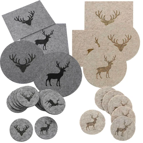 2-6x Tischset Platzset Hirsch Filz Rund Eckig Set Platzdeckchen Platzmatte Motiv - Bild 1 von 15