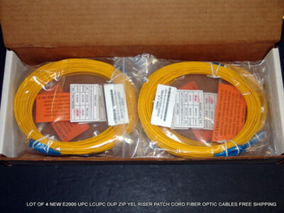 4 E2000 UPC LCUPC DUP ZIP YEL RISER PATCH CORD FIBER OPTIC CABLES FREE SHIPPING