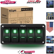 5 Gang Aluminum Rocker Switch Panel - Pre-Wired Toggle Switches for 12V/24V Use