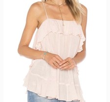 FREE PEOPLE INTIMATELY Cascades Cami Top Pale Pink Tank Ruffle Chic Romantic, S