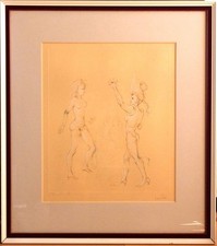 Grabado Surrealista Leonor Fini Grabado Estampado Firmado ED 104/250 Enmarcado De Colección