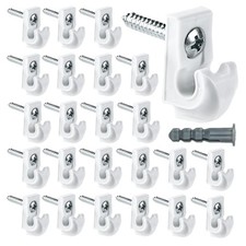 24 Pack White Down Wall Clip Closet Shelves Clips Wire Shelf Medium, 24 PACK