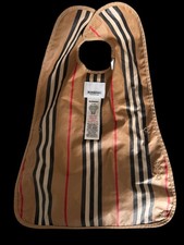 Burberry Baby Bib Vintage Check Plaid Beige Cotton Snap Closure 42x28cm