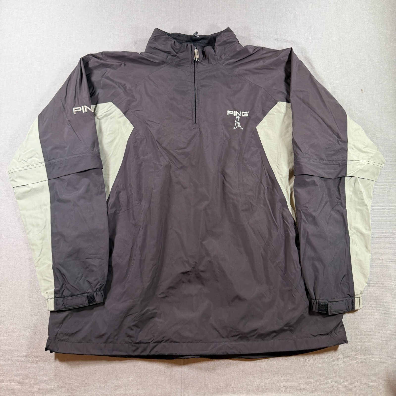 Jacket Mens Xl Black Quarter Zip Windbreaker Rain Convertibl