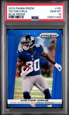 2013 PANINI PRIZM BLUE PRIZM #161 VICTOR CRUZ PSA 10