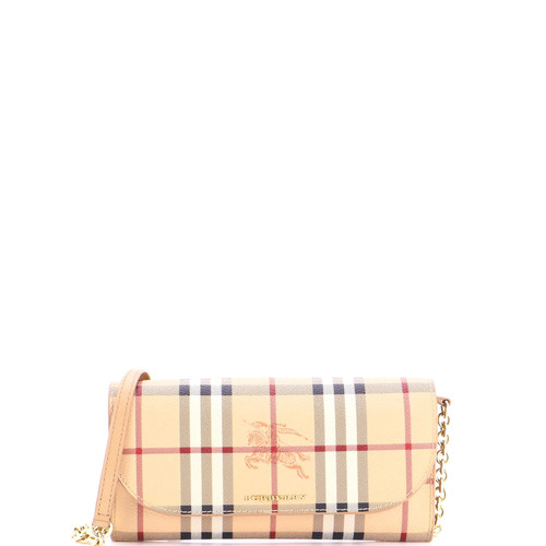 Burberry Henley Wallet on Chain Haymarket Coated Canvas