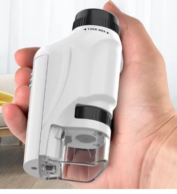 Portable Handheld Microscope for Kids 60-120x Magnification Battery Powered with