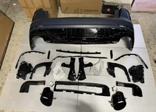 AUDI Q8 2018+ RSQ8 SQ8 COMPLETE REAR BUMPER GLOSS BLACK DIFFUSER & EXHAUST TIPS