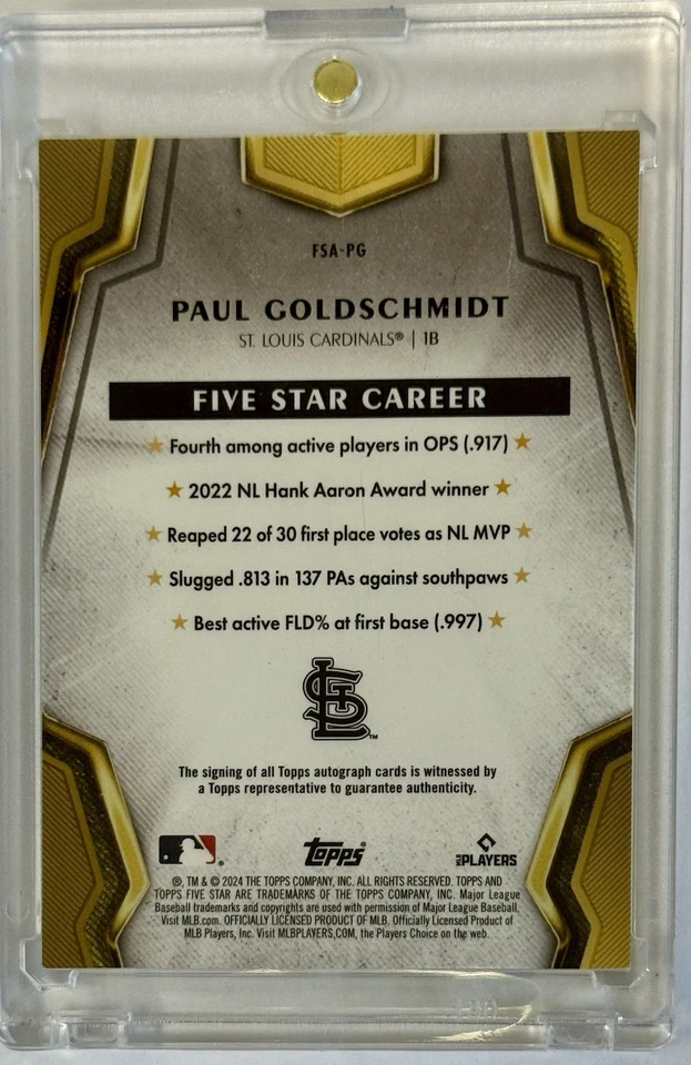 2024 Topps Five Star Auto Aqua Paul Goldschmidt /75 - Image 3 of 3