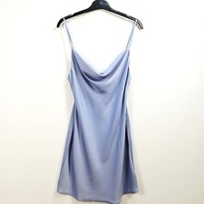 Urban Outfitters Light Before Dark Satin Cowl Neck Mini Dress Blue Medium NWOT