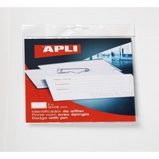 Badge porte-nom - Pince et épingle - 90 x 56 mm - 5 unités - Apli