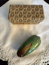 Vintage Bombay Corn Trinket Box Gold Inlay