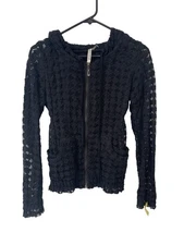 Maria Rerio Lace Jacket Size Small Full Zip Long Sleeve Hoodie Black Whimsigoth