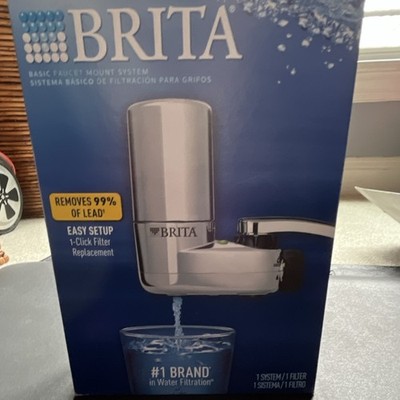 BRITA Basic Faucet Mount System, Carbon Filter, Removes Lead, 2250 gal, Silver