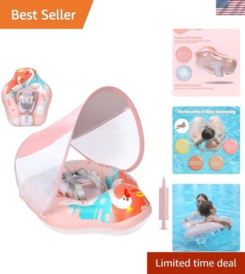 Inflatable Baby Swim Float with Sun Canopy Size Improved Infant Pool Floaties...