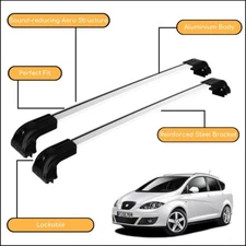 Strong Roof Rack Cross Bars for Seat Altea Xl 2006 - 2015 Silver Color