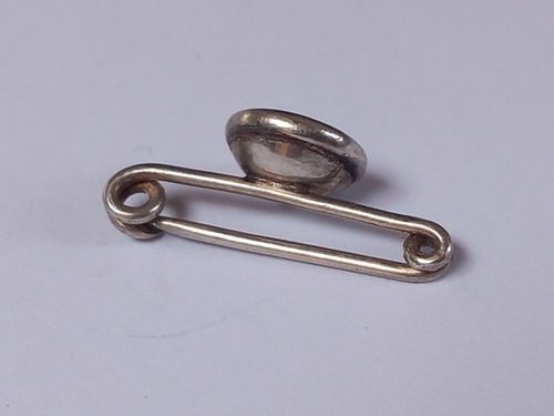 Kleine antike Brosche Sterlingsilber blau & weiß Guilloche Emaille - Bild 6 von 12