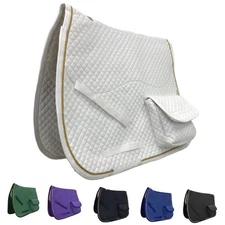 Dressage Saddle Pad with Pockets and Half Fleece Padding, White