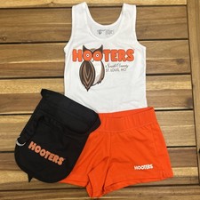 Genuine Authentic HOOTERS Uniform XS Tanktop White St. Louis South County Shorts