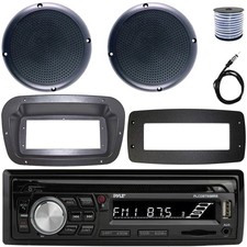 Pyle 1-DIN Marine CD Receiver W/Kit  Adapter Plate, 2x 5.25" 20W RMS Speakers