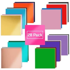 28 Pack Permanent Adhesive Vinyl Sheets Bundle, 23 Assorted Colors for Cutting