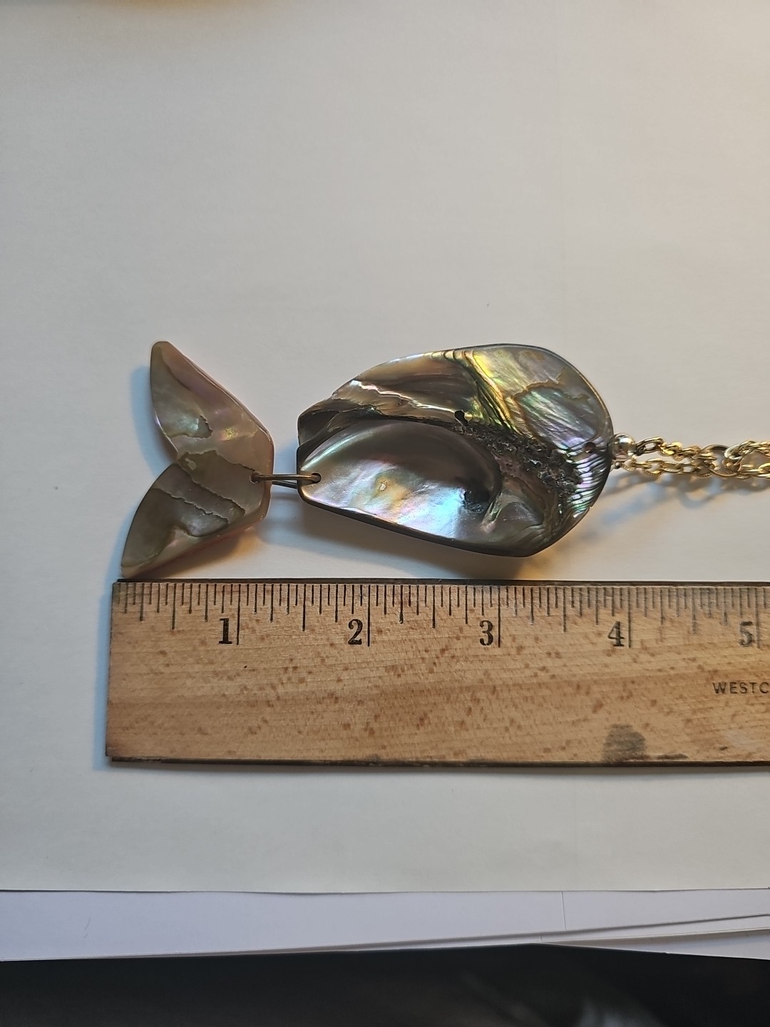 Vintage Abalone Shell Fish Shaped Statement Neckl… - image 10