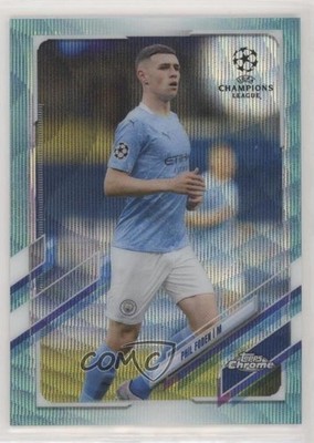 2020 Topps Chrome UEFA Champions League Aqua Wave Refractor /199 Phil Foden 0kr0