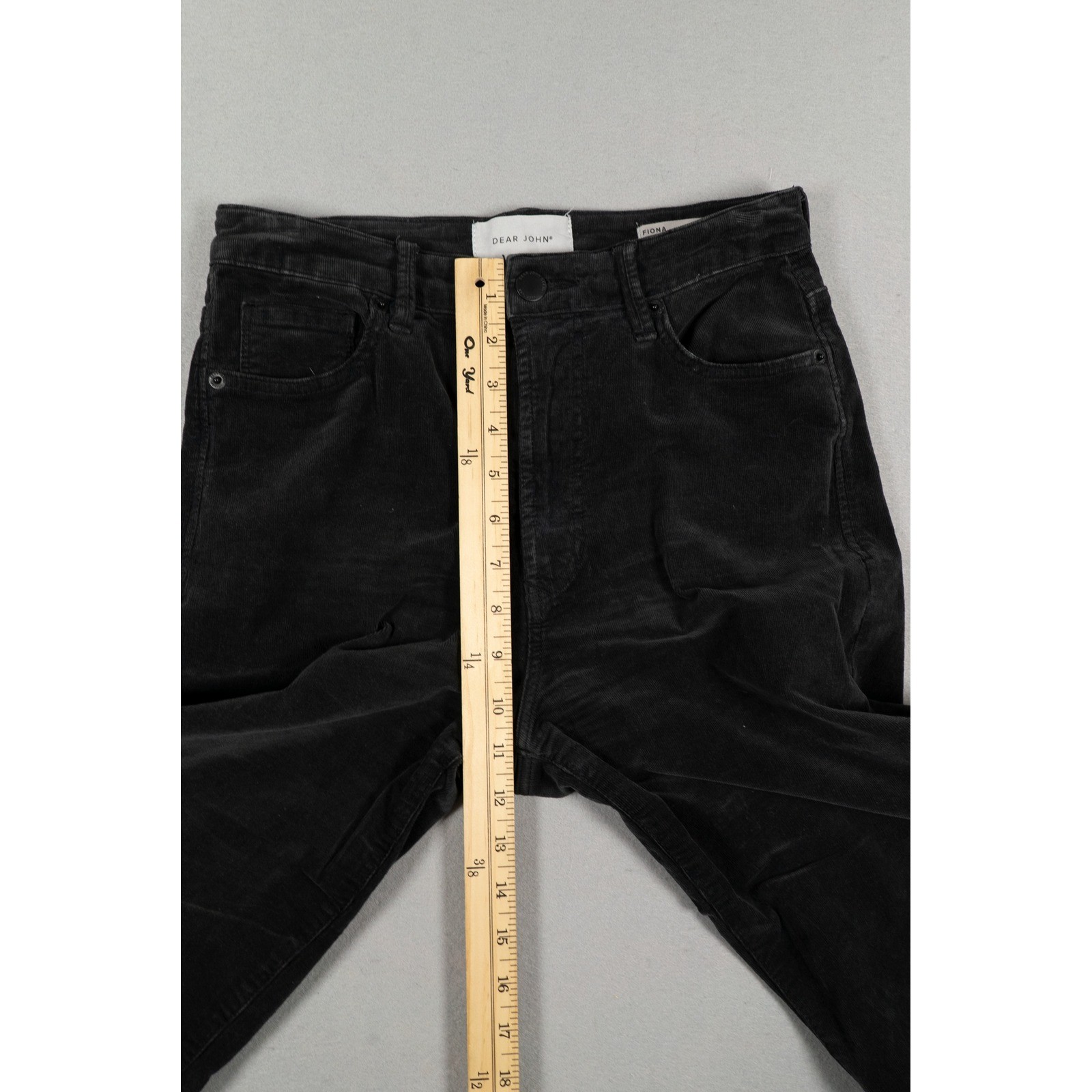 Dear John Fiona Wide Leg Corduroy Pants Black High Rise Stretch Trousers 26 image 6
