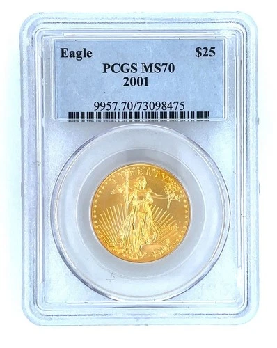 2001 $25 American Gold Eagle 1/2 Oz PCGS MS70