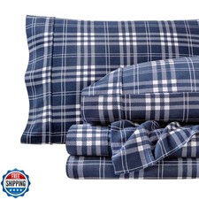 Bare Home Flannel Sheet Set Prints, 100 Cotton, Velvety Soft Heavyweight - D