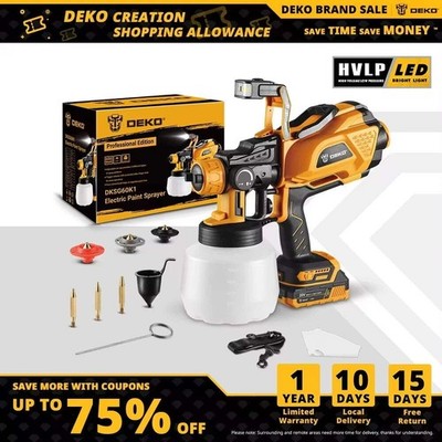 DEKO HVLP Spray Gun with LED Light & 3 Nozzle 1200ml Large Capacity High Power E