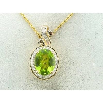 LeVian 14K Gelbgold 18'' Anhänger Halskette für sie mit grünem Peridot & Diamant