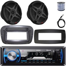 Pyle Single-DIN Marine Stereo W/Kit  Adapter Plate, 2x 6.5" Component Speakers