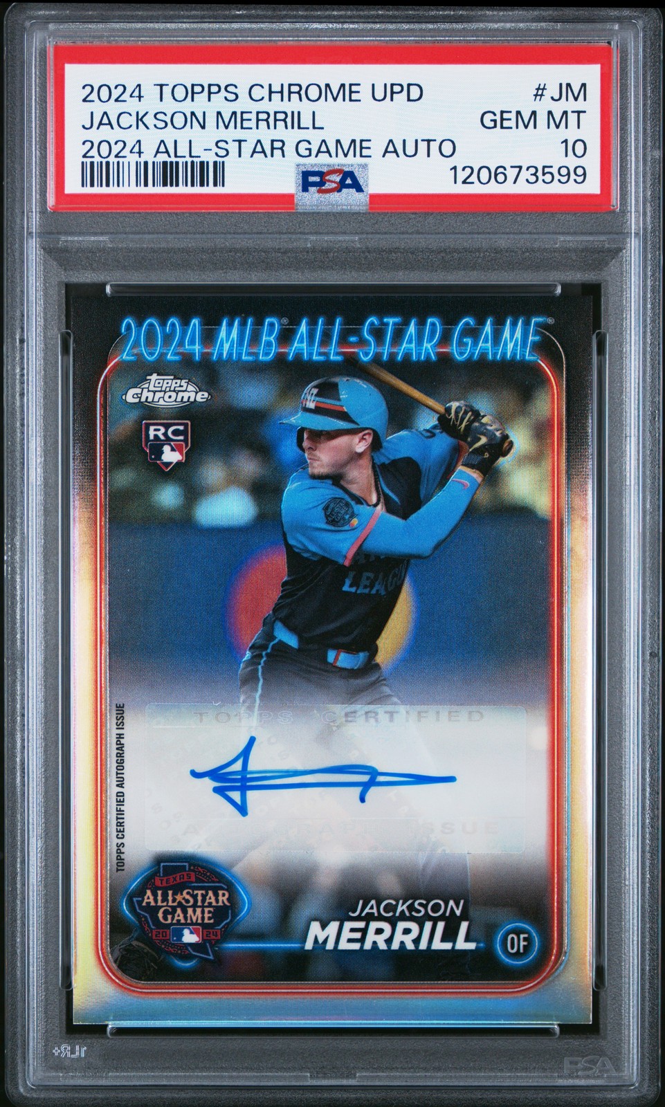 Jackson Merrill 2024 Topps Chrome Update 2024 AllStar Game Autographs #JM PSA 10