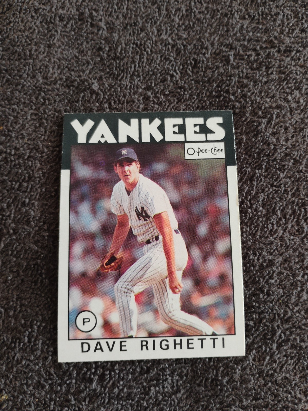 1986 O-Pee-Chee Dave Righetti New York Yankees Baseball Card #34