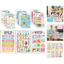 16 Colorful Educational Posters for Preschool - Laminated Classroom Must-Haves