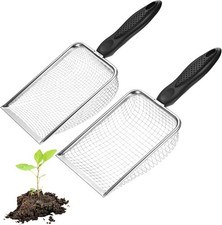 2-Pack Gardening Soil Sifter, 4/6 mm Mesh Stainless Steel Sand Soil Compost Siev