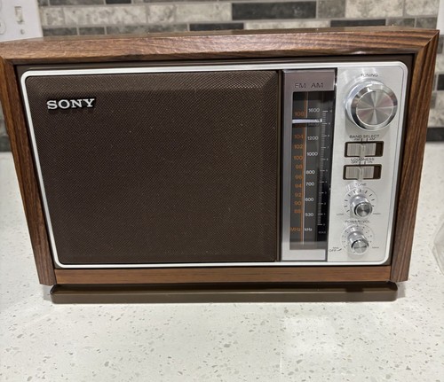 Vintage Sony ICF-9740W FM/AM Table Radio Simulated Wood Cabinet w/ BOX WORKS - Picture 3 of 21