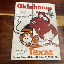 Texas vs Oklahoma Football Program October 10th 1964 Cotton Bowl/VG Condition