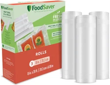 Custom Fit Vacuum Sealer Bags for Meal Prep & Sous Vide, 3-Pack 8"x20'