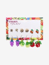 Thorn & Fable Fruit Bead Earring Set - Purple...