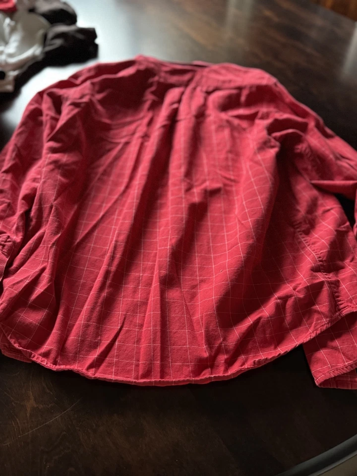 Camisa roja abotonada Oxford grande de manga larga con botones para hombre Ohio State Buckeye Foto 4 de 4