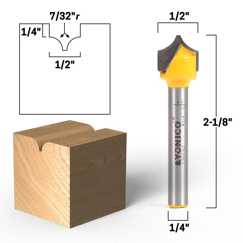 Point Cutting Round Over Router Bit 4 Bit Set - 1/4" Shank - Yonico 13470q - Image 4 of 4