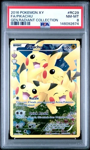 2016 POKEMON XY GENERATIONS RADIANT COLL #RC29 FULL ART/PIKACHU PSA 8