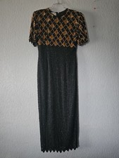 Black and Gold Sequin Maxi Dress   Elegant Evening Gown