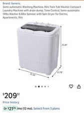 Home Portable Mini Twin Tubs Washing Machine 360W 14.3lbs Washer Clothing Clean