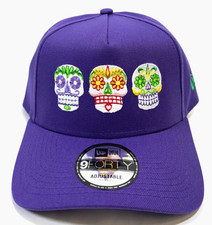 Sugar Skulls New Era Día de los Muertos A-Frame Adjustable Snapback~Purple