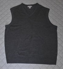 Daniel Cremieux men Charcoal Vest 100 Extra Fine Merino Wool vest Sz XL