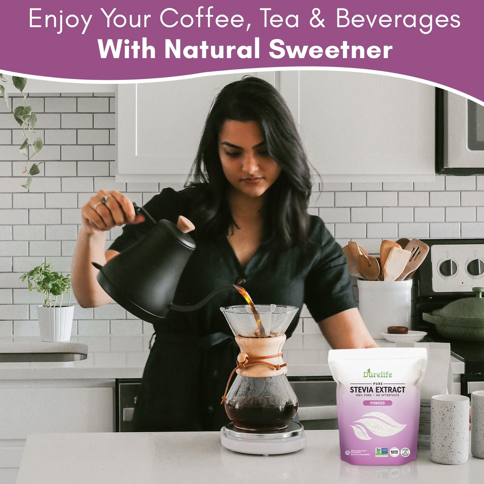 Durelife 100% Pure stevia extract sweetener 8 oz | No Erythritol NON-GMO Proj...