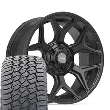 4p06 20x9 Black 4play Wheels 27555r20 At2 Tires 6 Lug Fits Silverado Sierra